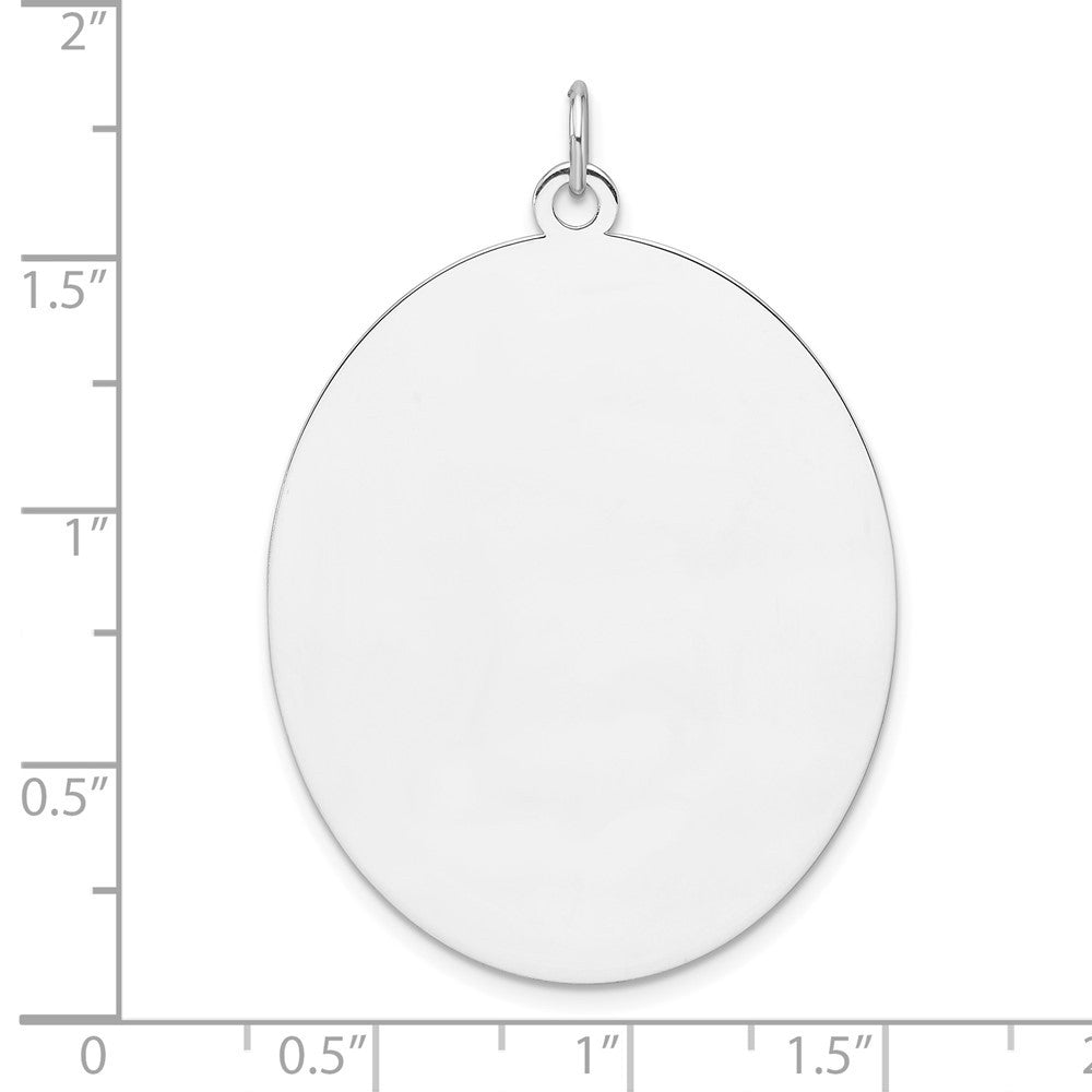 Sterling Silver Rhod-plate Oval Polish Front Back Disc Charm Pendant
