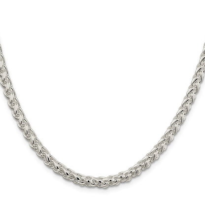 Sterling Silver 5mm Round Spiga Chain Necklace 26"