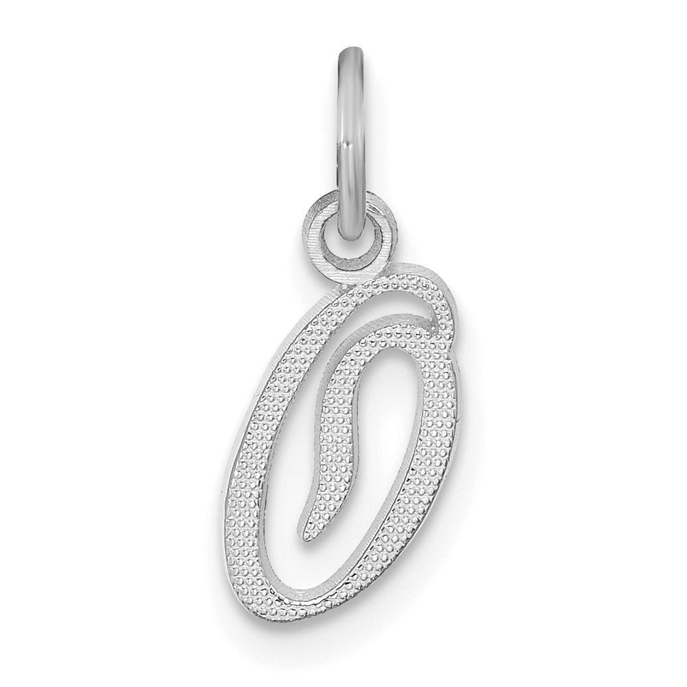 14k White Gold Casted Script Letter O Initial Charm Pendant