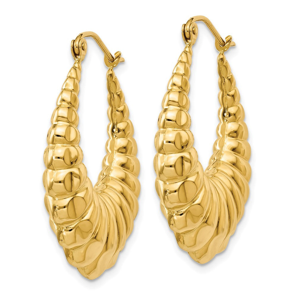 14k Yellow Gold Polished Scalloped Hollow Hoop Earrings