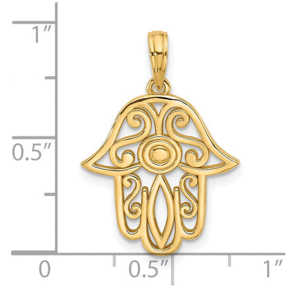 14k Yellow Gold Fancy Hamsa Charm Pendant