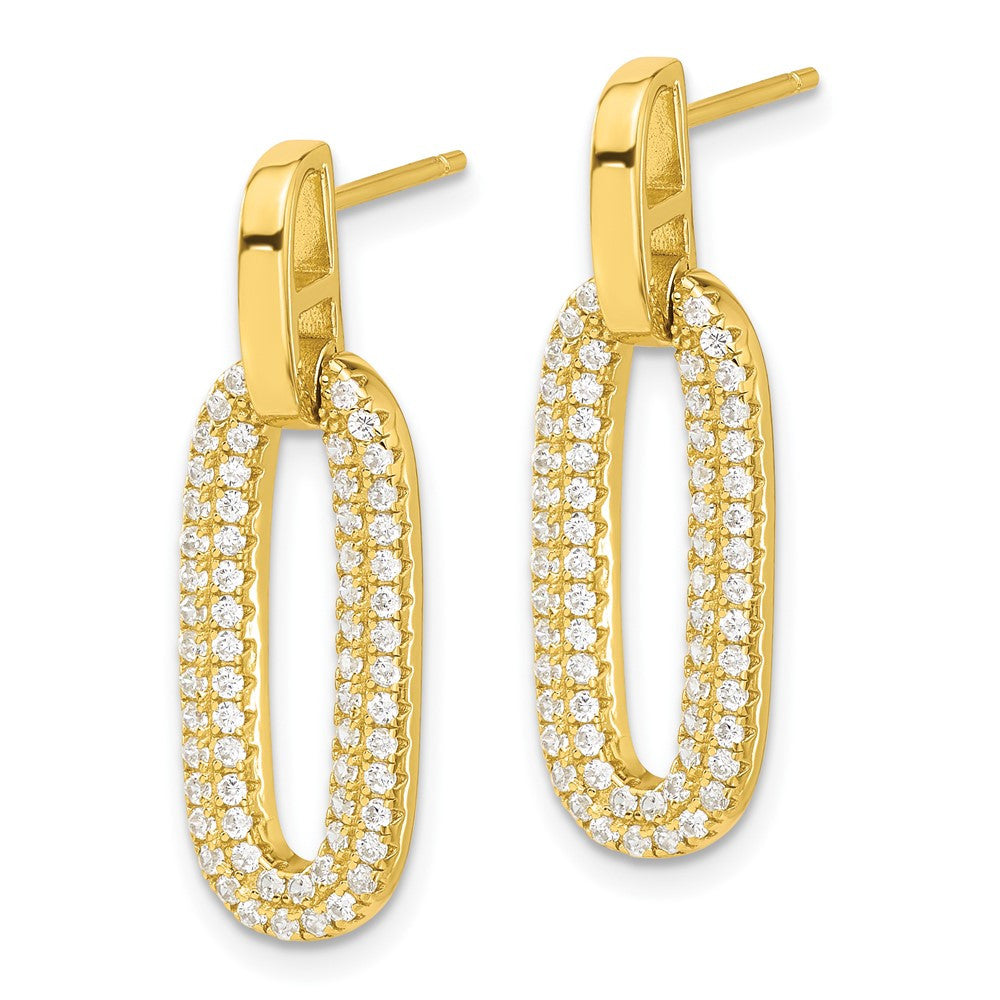 Sterling Silver Gold-tone Micro Pave CZ Dangle Earrings