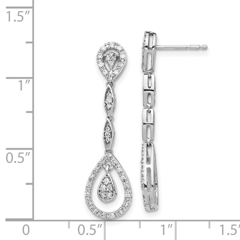 14k White Gold Teardrop Diamond Dangle Earrings