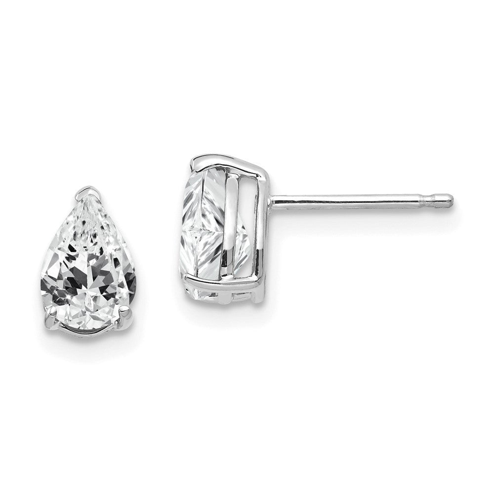 14k White Gold 7x5mm Pear Cubic Zirconia Stud Earrings