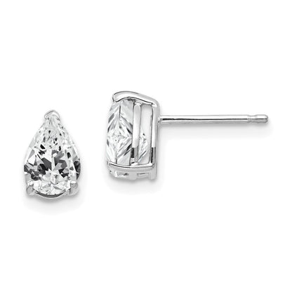 14k White Gold 7x5mm Pear Cubic Zirconia Stud Earrings