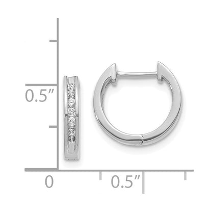 14k White Gold Diamond Hinged Hoop Earrings