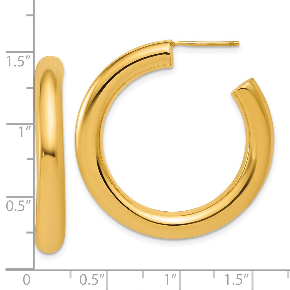 14k Yellow Gold Polished 5.0 x 35mm Tube C-Hoop Earrings