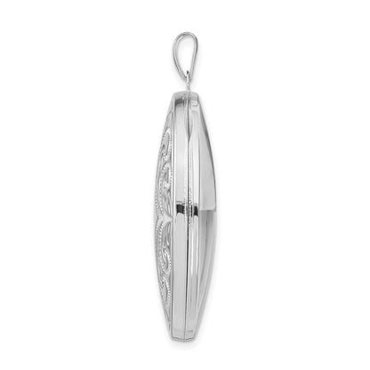 Sterling Silver Rhodium-plated Scroll Design Oval 6-Frame Family Locket Pendant