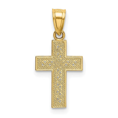 14k Yellow Gold Diamond-cut Cross w/X Center Pendant