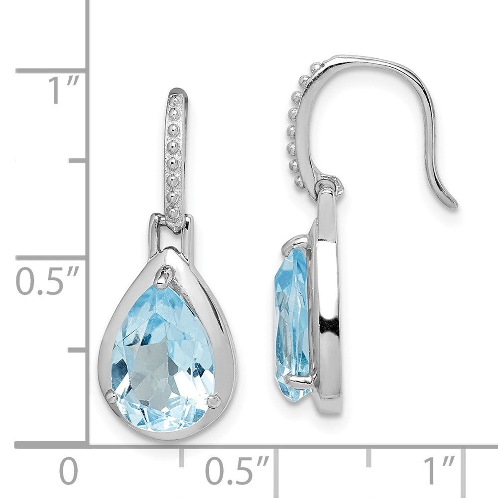 Sterling Silver Rhodium-plated Blue Topaz Tear Dangle Earrings