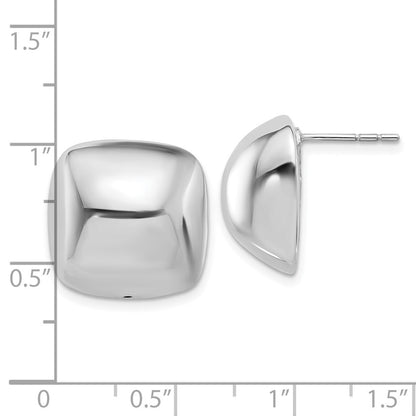 Sterling Silver Rhodium-plated Polished Square Button Stud Earrings