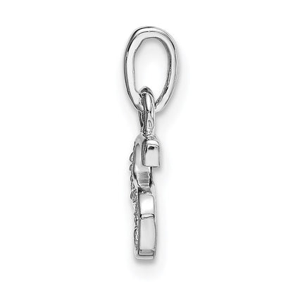 14k White Gold Rhodium-plated Diamond Letter S Initial Pendant