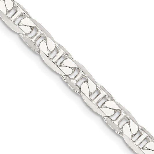 Sterling Silver 7mm Flat Anchor Chain Necklace 18"