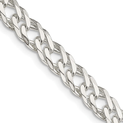 Sterling Silver 6.25mm 6 Side Diamond-Cut Flat Double Curb Chain Necklace 24"