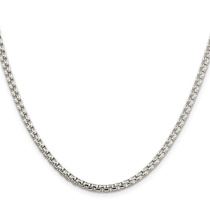 Sterling Silver 3.6mm Round Box Chain Necklace 22"