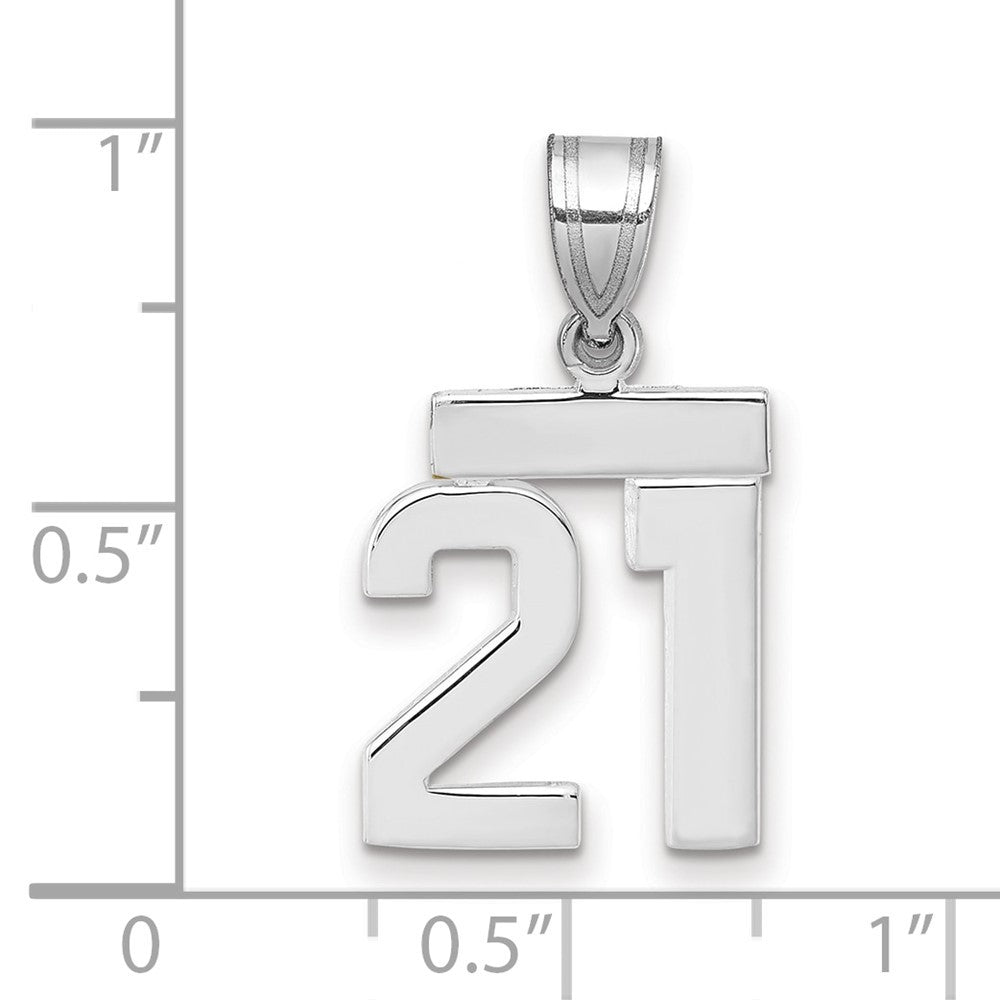 14k White Gold Small Polished Number 21 Charm Pendant