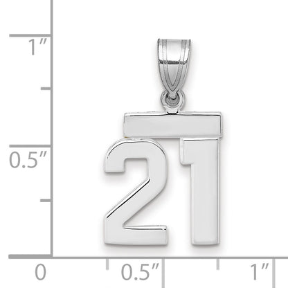 14k White Gold Small Polished Number 21 Charm Pendant