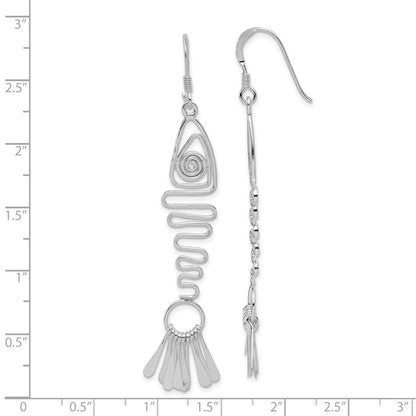 Sterling Silver Polished Fancy Geometric Fish Dangle Earrings