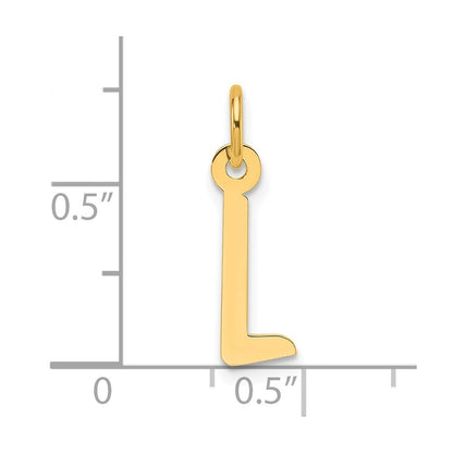14k Yellow Gold Slanted Block Letter L Initial Charm Pendant
