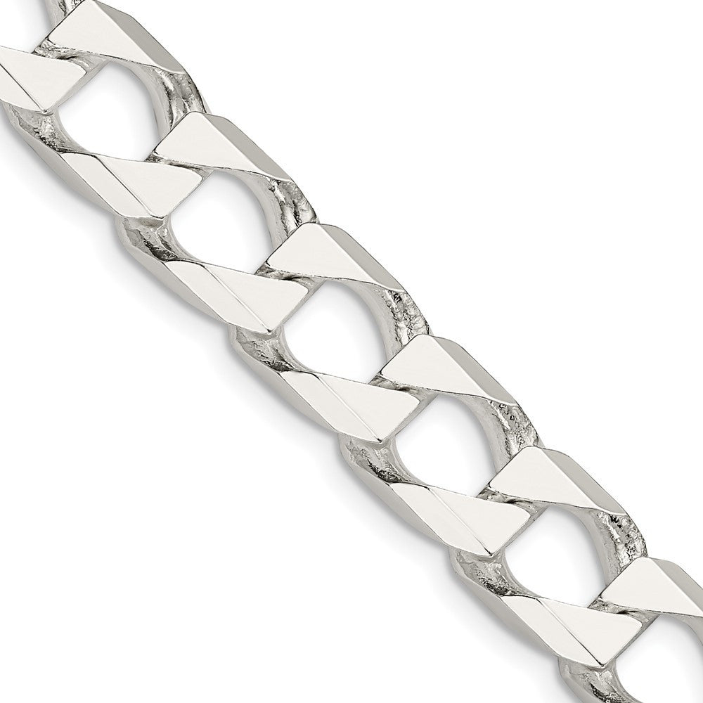 Sterling Silver 10.3mm Diamond-Cut Square Curb Chain Necklace 20"