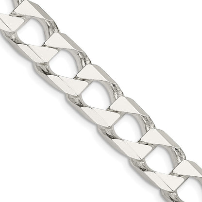 Sterling Silver 10.3mm Diamond-Cut Square Curb Chain Necklace 20"