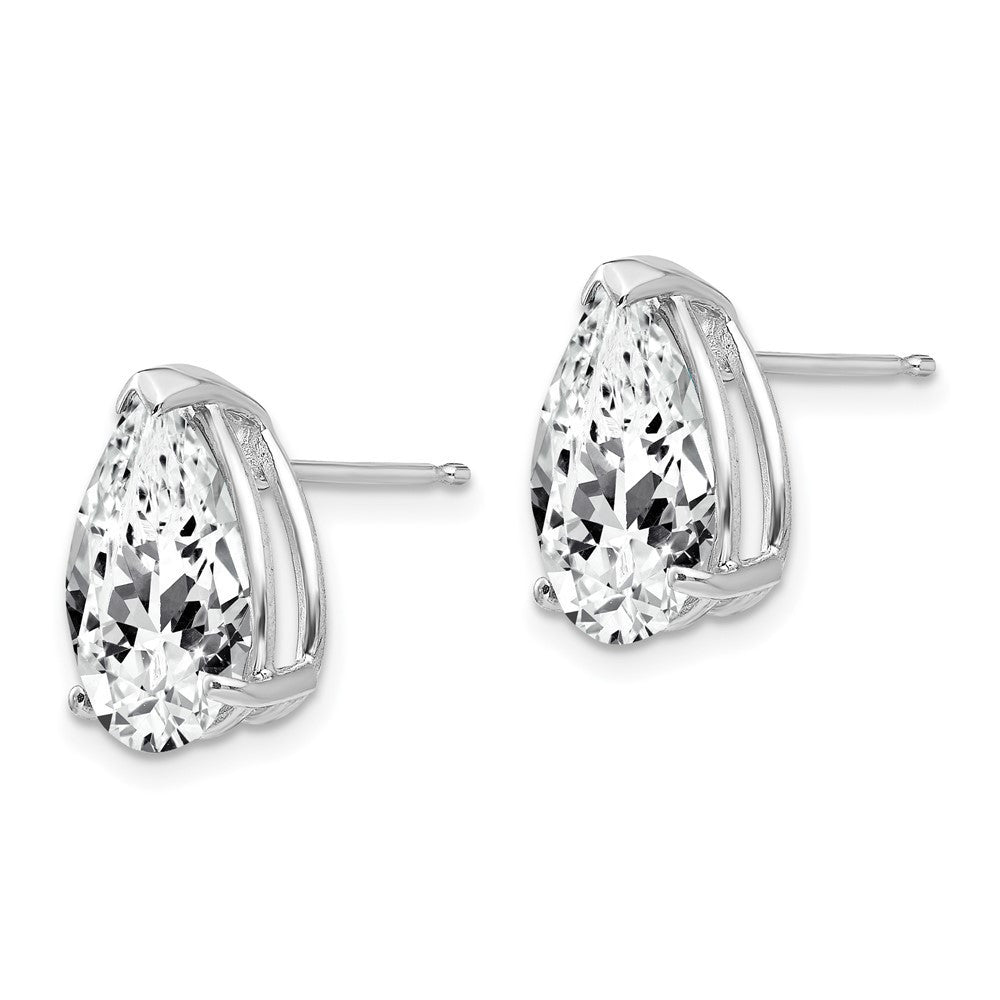 14k White Gold 12x8mm Pear Cubic Zirconia Stud Earrings