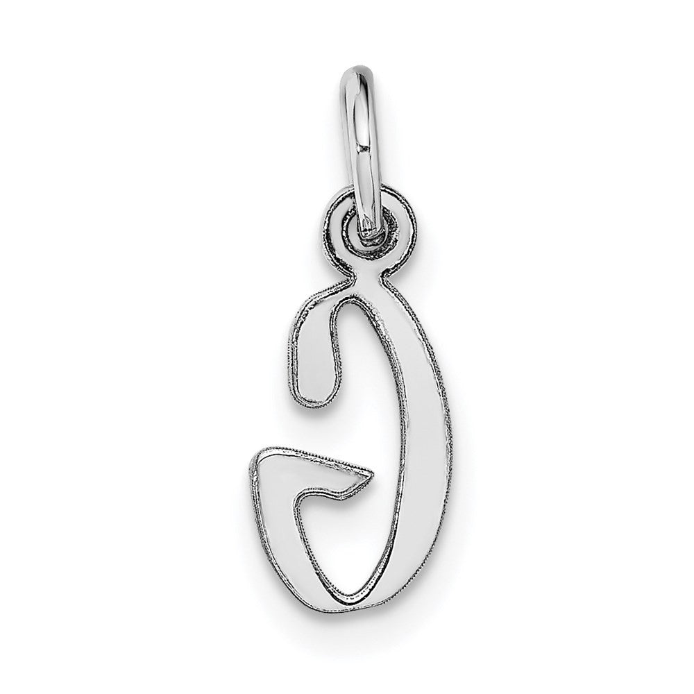 14k White Gold Small Script Letter G Initial Charm Pendant