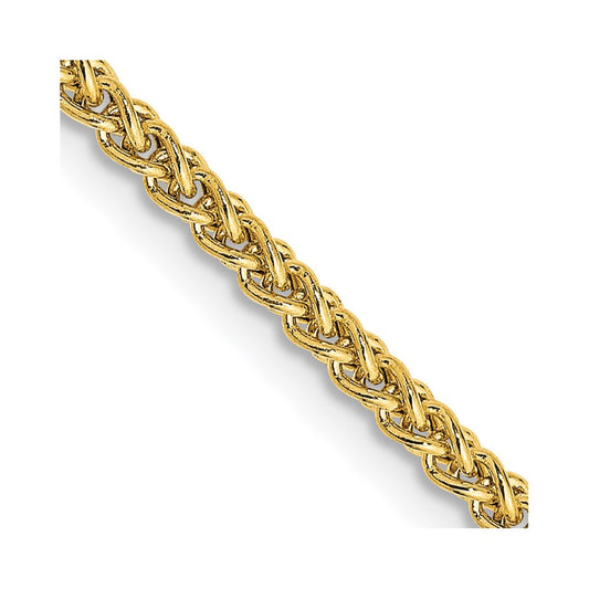14k Yellow Gold 2mm Semi-Solid Wheat with Lobster Clasp Chain Necklace 24"