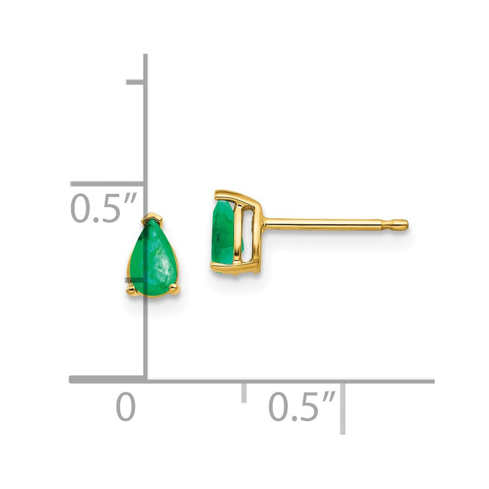 14k Yellow Gold Emerald Stud Earrings
