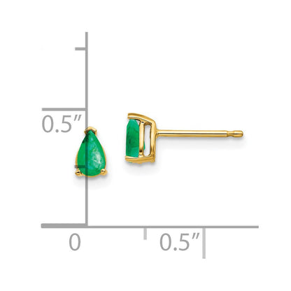 14k Yellow Gold Emerald Stud Earrings