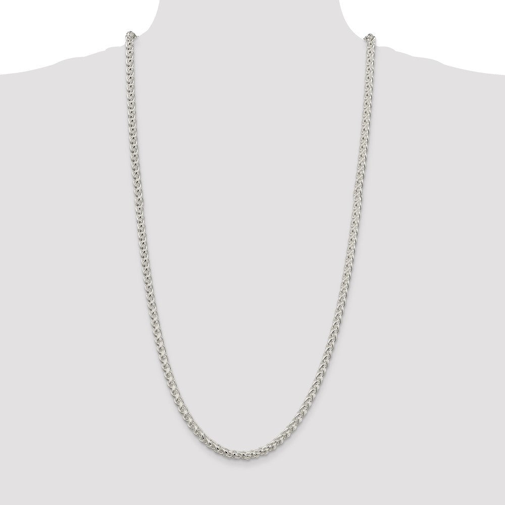 Sterling Silver 5mm Round Spiga Chain Necklace 30"