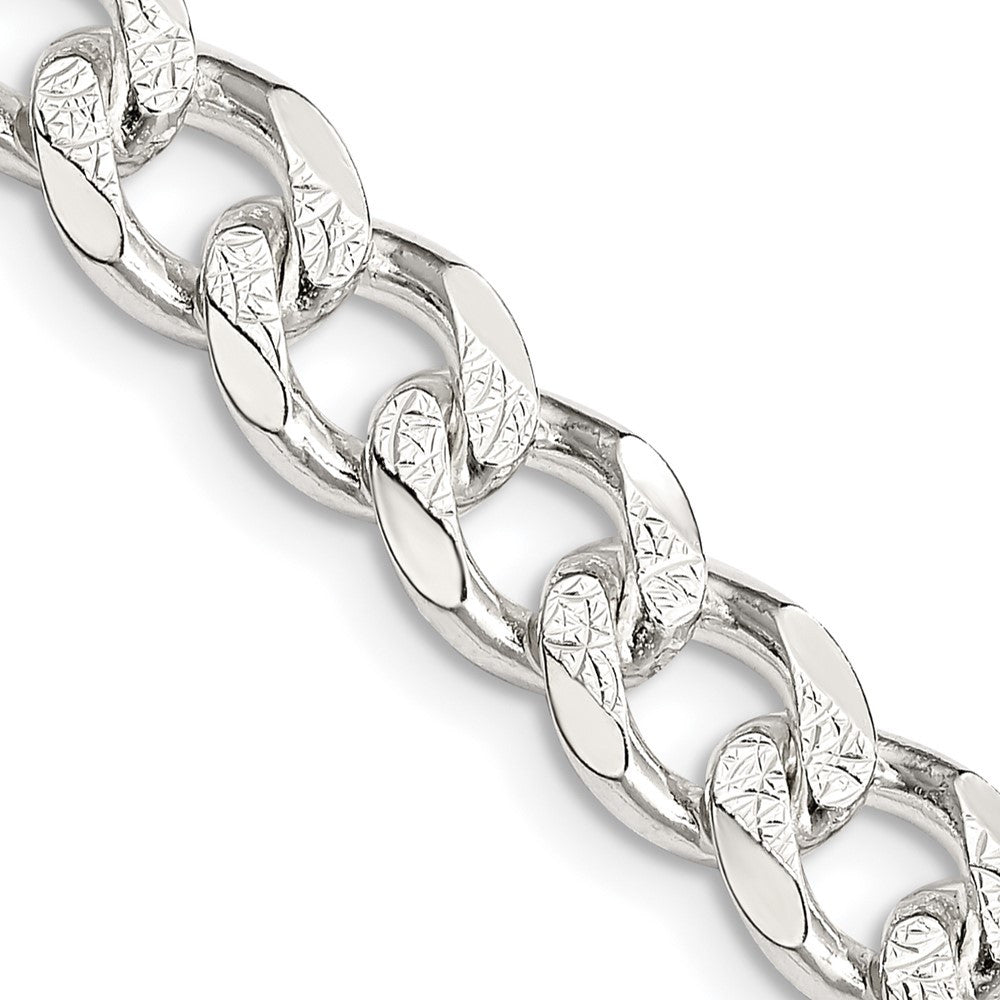 Sterling Silver 8.3mm Pav� Curb Chain Necklace 24"