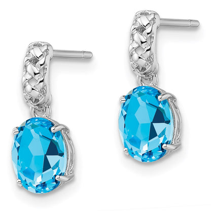 Sterling Silver Rhodium-plated Blue Topaz Dangle Earrings