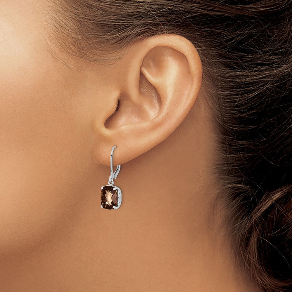 Sterling Silver Rhodium-plated Smoky Quartz Dangle Earrings