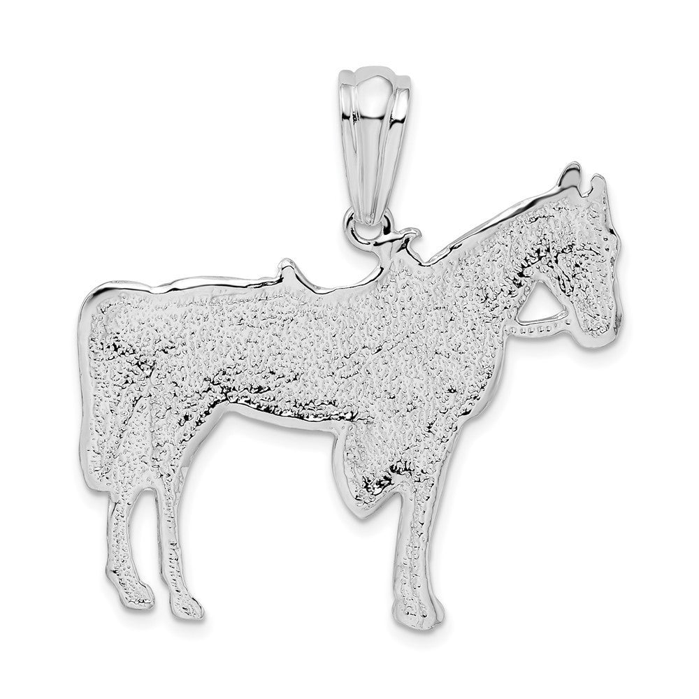 Sterling Silver Rhodium-Plated Polished Horse with Saddle Pendant