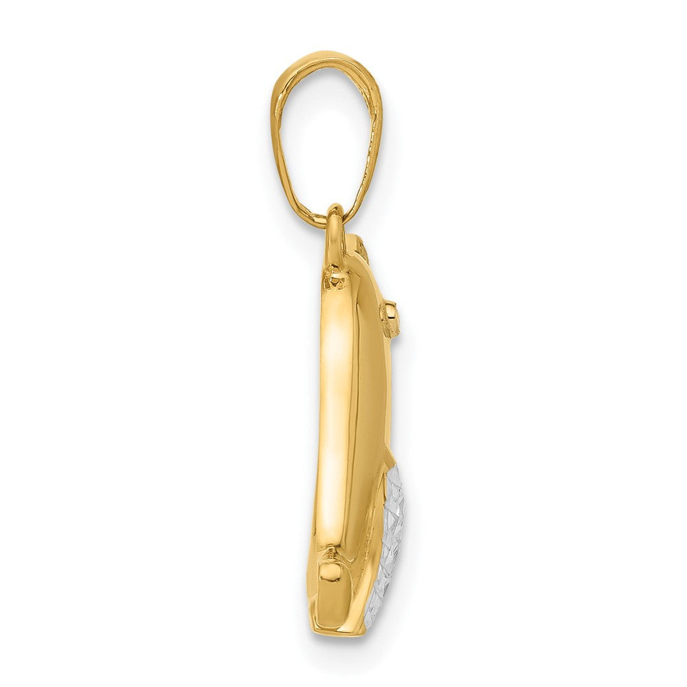 14k Yellow Gold and White Rhodium Diamond-Cut Bird Pendant