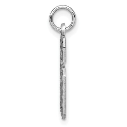 14k White Gold Large Brushed Diamond-cut Number 6 Charm Pendant