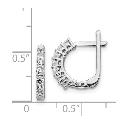 14k White Gold Fancy Hinged Diamond Hoop Earrings