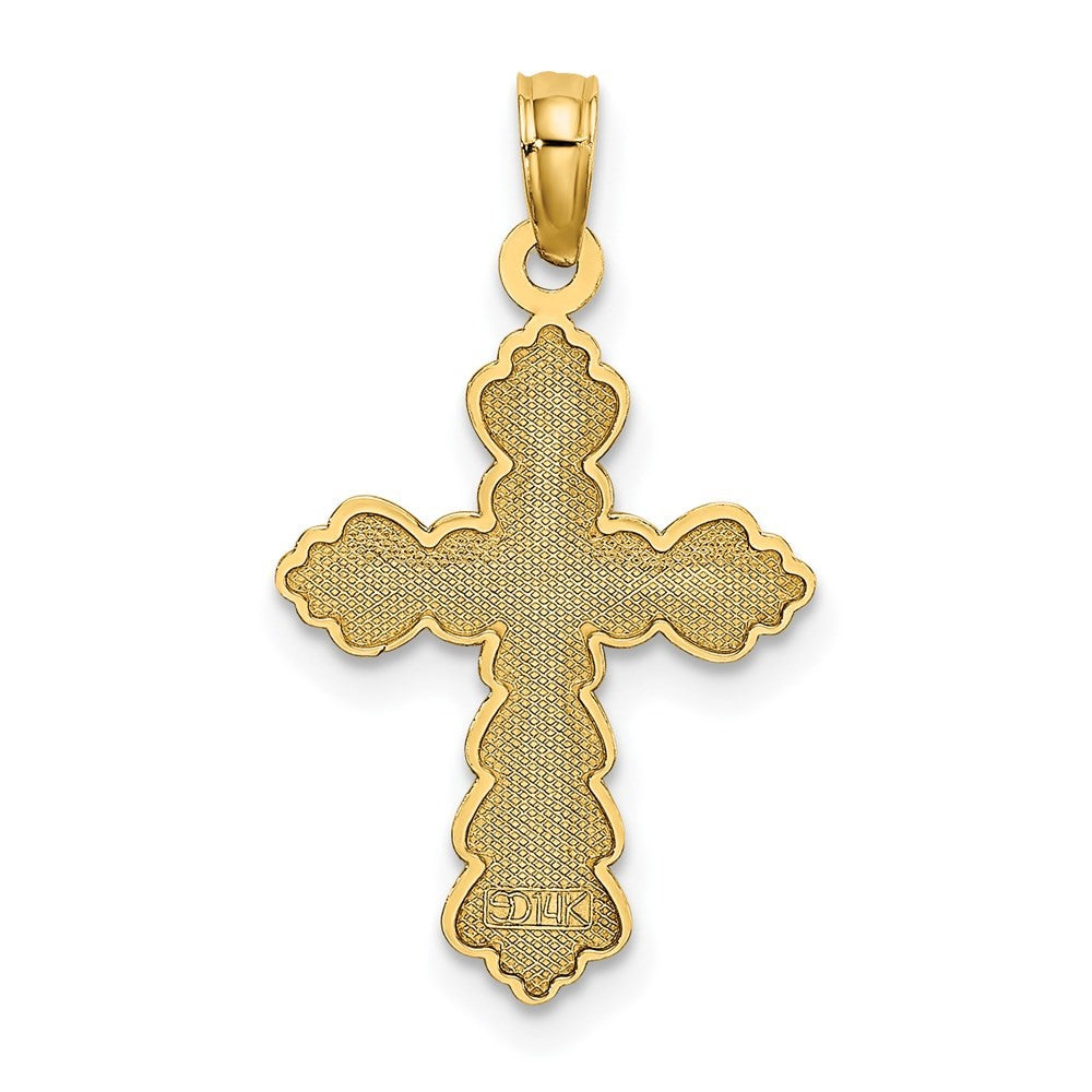 14k Yellow Gold Scalloped Cross Charm Pendant