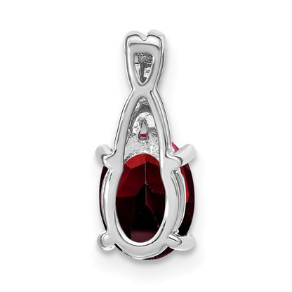 14k White Gold Oval Garnet and Diamond Pendant