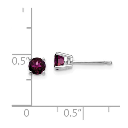 14k White Gold 4mm Rhodolite Garnet Stud Earrings