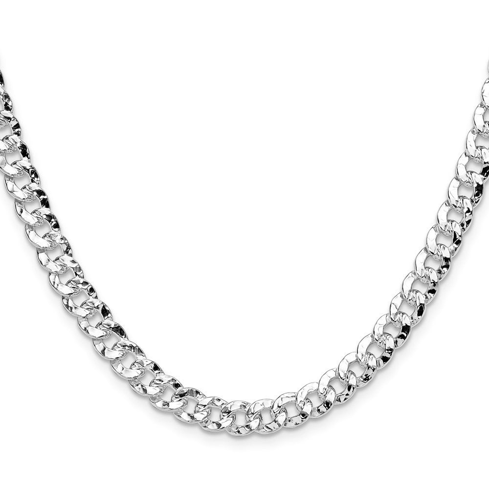 Sterling Silver 6.35mm Hammered Curb Chain Necklace 18"