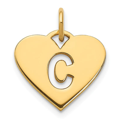 14k Yellow Gold Initial Letter C Initial Charm Pendant