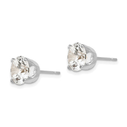 14k White Gold 8mm Cubic Zirconia stud earrings