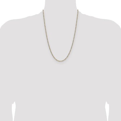 14k Yellow Gold 2.3mm Semi-solid with Rhodium Pav� Figaro Chain Necklace 24"