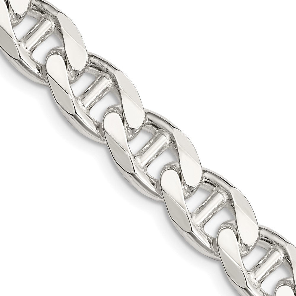 Sterling Silver 9mm Diamond-Cut Flat Anchor Curb Chain Necklace 22"