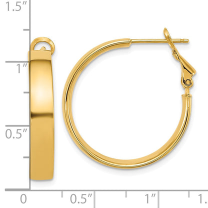 14k Yellow Gold 5mm Polished Flat Tube Omega Back Hoop Earrings