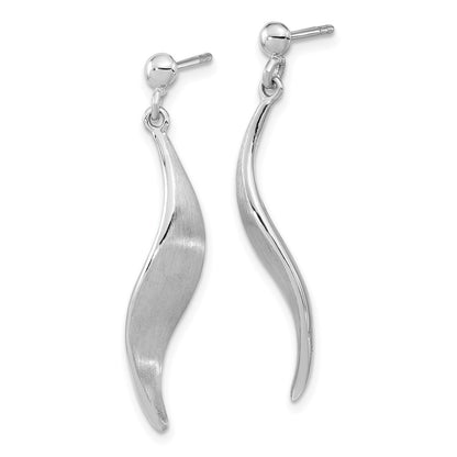 Sterling Silver RH-plated Brushed Dangle Earrings