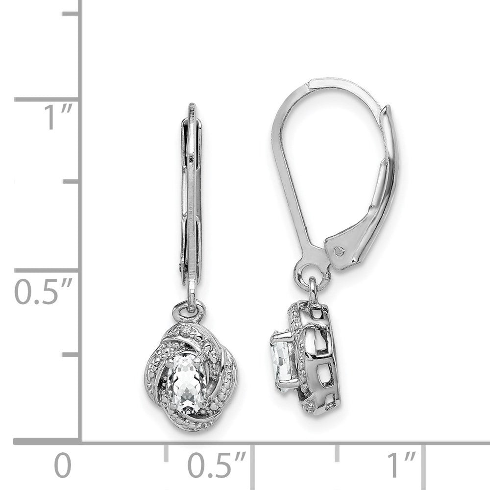 Sterling Silver Rhodium-plated Diam. & White Topaz Dangle Earrings