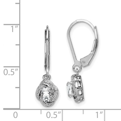 Sterling Silver Rhodium-plated Diam. & White Topaz Dangle Earrings